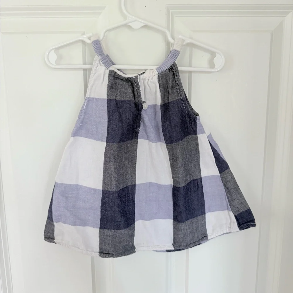 Old Navy White and Navy Plaid Halter Tank Top